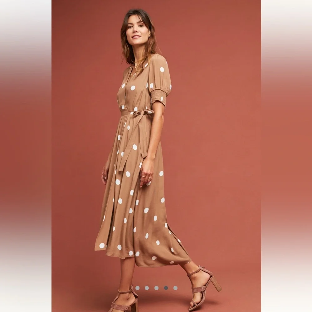 Anthropologie Maeve Bernice Polka Dot Wrap Dress (Size 4) - Picture 4 of 10
